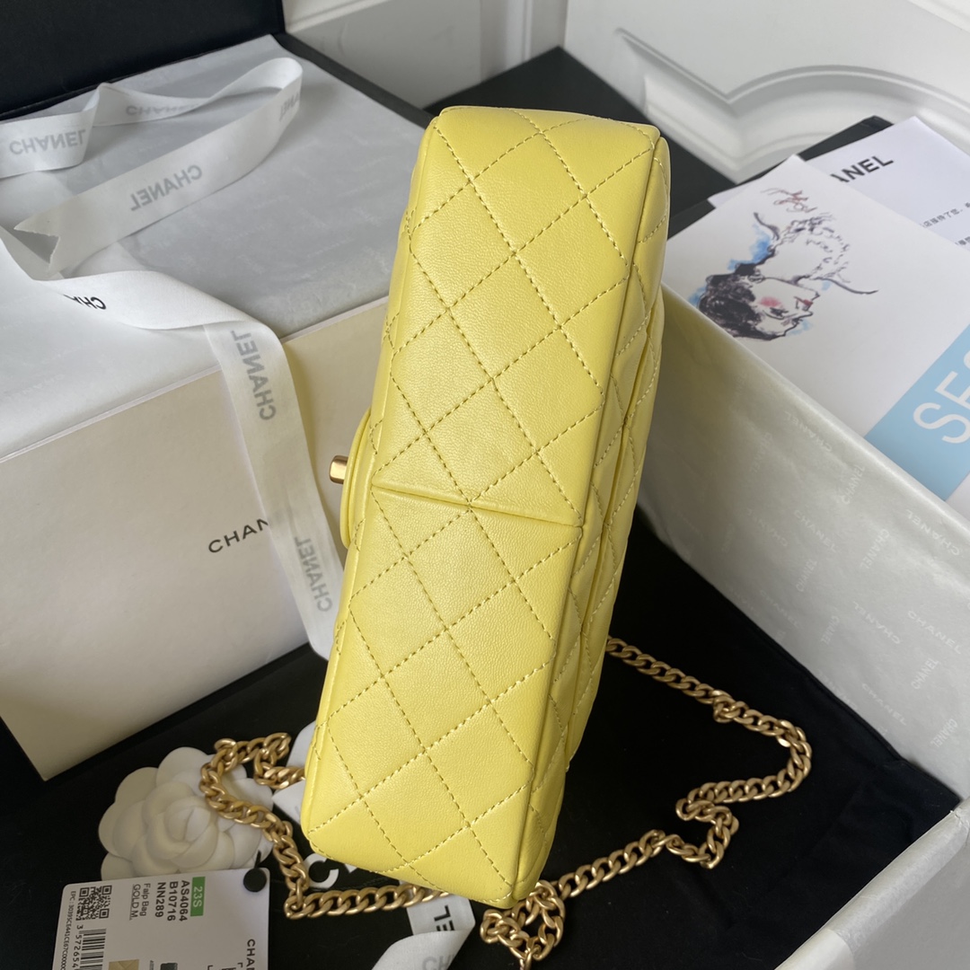 Classic Flap Lambskin Bag AS4046 Yellow